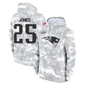 Parkc NE.Patriots #25 Marcus Jones Player Arctic Camo Salute to Service Pullover Hoodies Limited Game Stitched Jerseys
