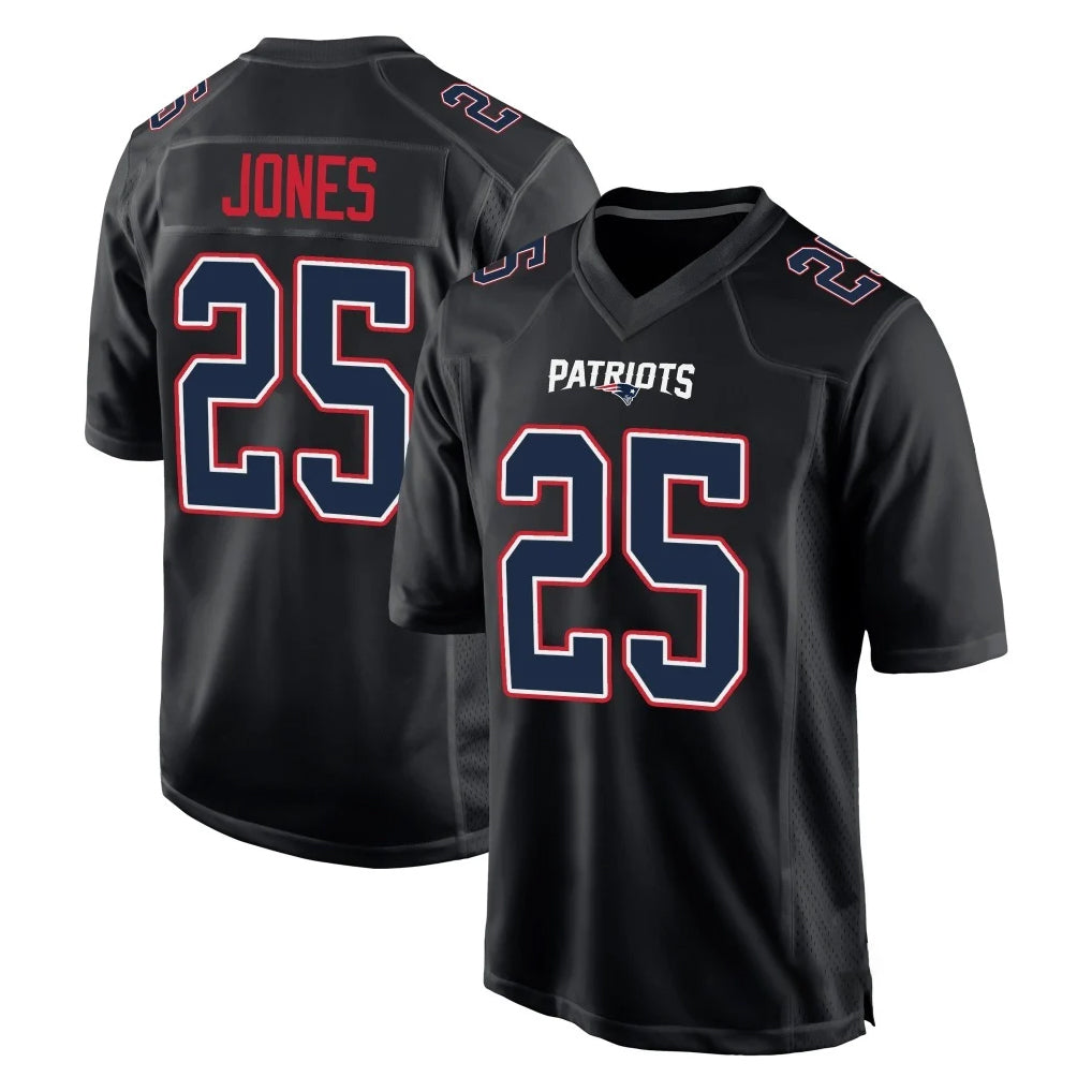 Parkc NE.Patriots #25 Marcus Jones Player Carbon Fashion Limited Home Game Stitched Jerseys