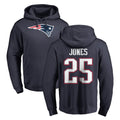 Parkc NE.Patriots #25 Marcus Jones Player Navy LOGO Pullover Hoodies Home Game Stitched Jerseys