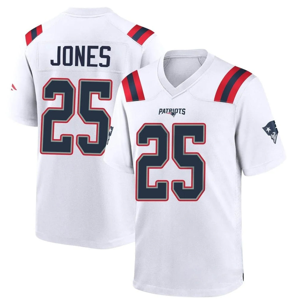 Parkc NE.Patriots #25 Marcus Jones Player White Home Game Stitched Jerseys