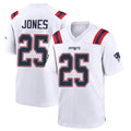 Parkc NE.Patriots #25 Marcus Jones Player White Home Game Stitched Jerseys