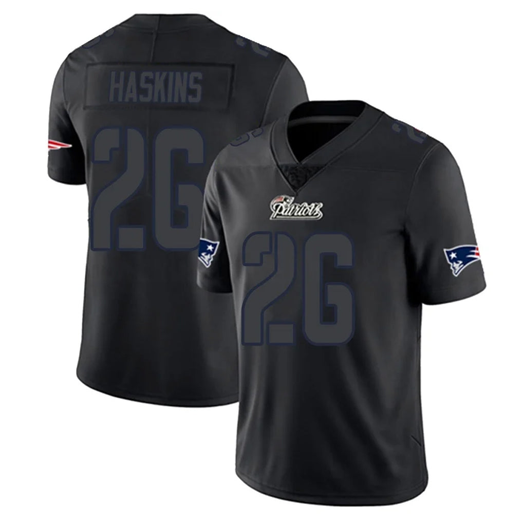Parkc NE.Patriots #26 Hassan Haskins Player Black Impact LImited Home Game Stitched Jerseys