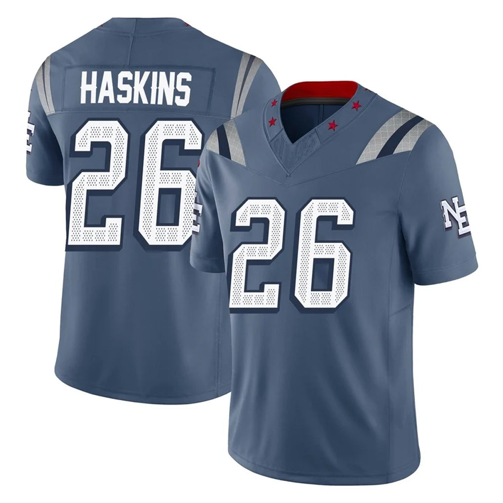 Parkc NE.Patriots #26 Hassan Haskins Player Blue Limited Rivalries Collection Home Game Stitched Jerseys
