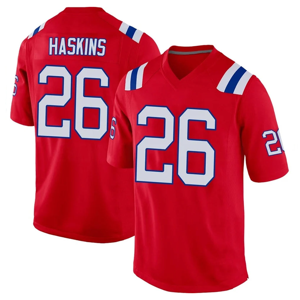 Parkc NE.Patriots #26 Hassan Haskins Player Red Home Game Stitched Jerseys