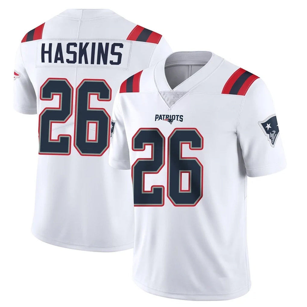 Parkc NE.Patriots #26 Hassan Haskins Player White Vapor Untouchable Home Game Stitched Jerseys