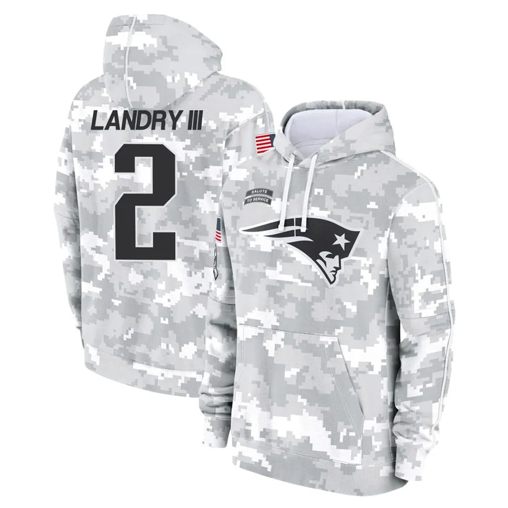 Parkc NE.Patriots #2 Harold Landry III Player Arctic Camo Salute to Service Pullover Hoodies Limited Game Stitched Jerseys