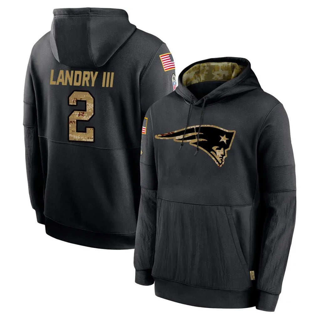 Parkc NE.Patriots #2 Harold Landry III Player Black Salute to Service Hoodies Limited Game Stitched Jerseys