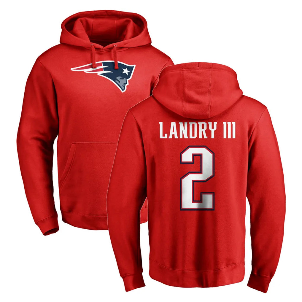 Parkc NE.Patriots #2 Harold Landry III Player Red LOGO Pullover Hoodies Home Game Stitched Jerseys