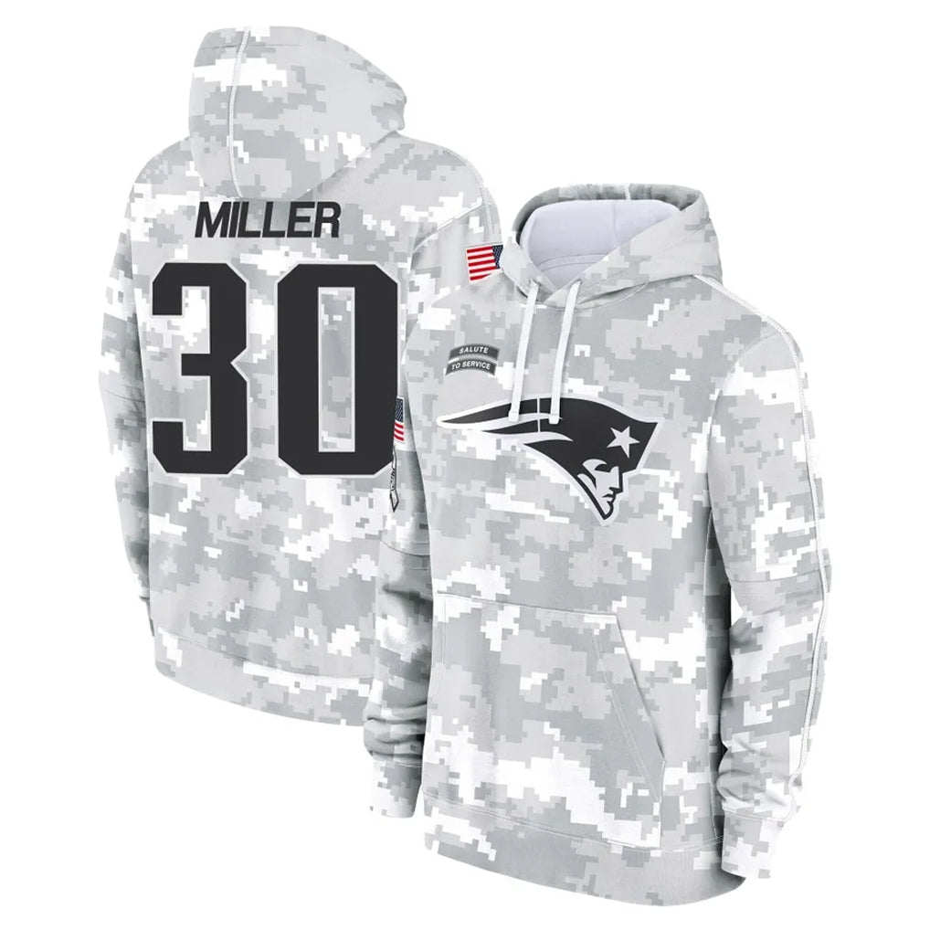 Parkc NE.Patriots #30 Jam Miller Player Arctic Camo Salute to Service Pullover Hoodies Limited Game Stitched Jerseys