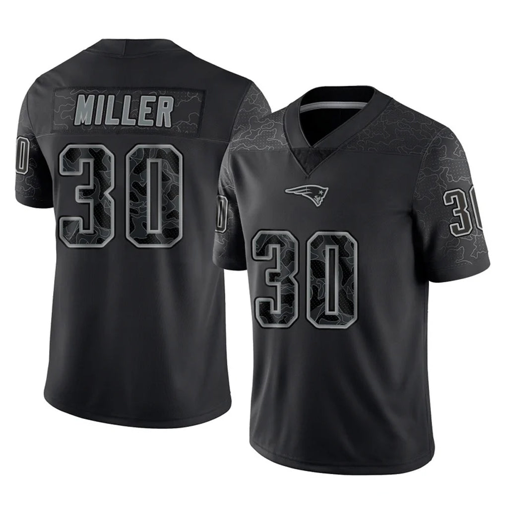 Parkc NE.Patriots #30 Jam Miller Player Black Reflective LImited Home Game Stitched Jerseys