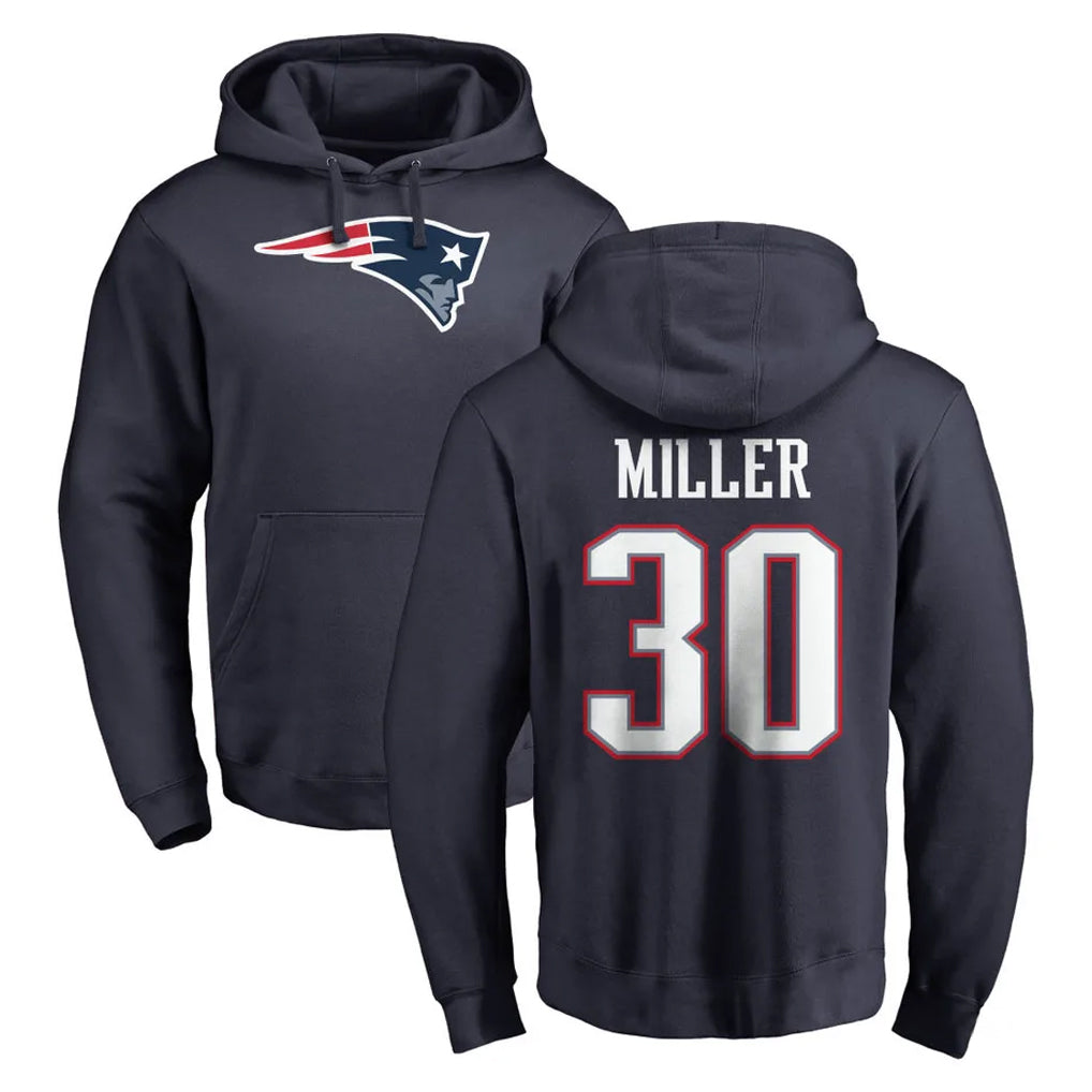 Parkc NE.Patriots #30 Jam Miller Player Navy LOGO Pullover Hoodies Home Game Stitched Jerseys
