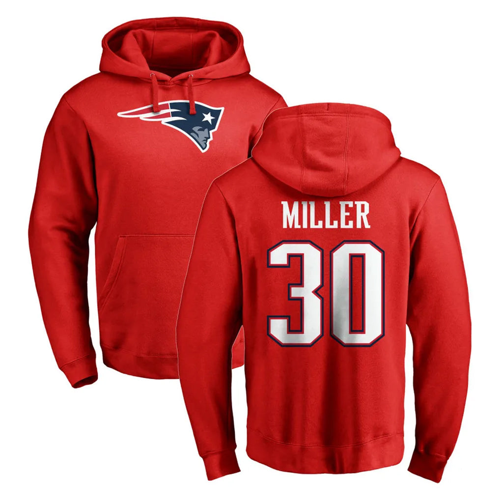 Parkc NE.Patriots #30 Jam Miller Player Red LOGO Pullover Hoodies Home Game Stitched Jerseys