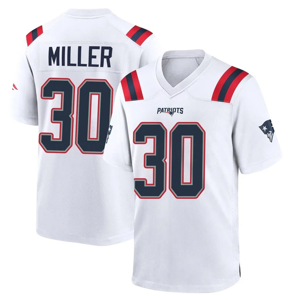 Parkc NE.Patriots #30 Jam Miller Player White Home Game Stitched Jerseys