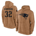 Parkc NE.Patriots #32 TreVeyon Henderson Player Brown Salute to Service Pullover Hoodies Limited Game Stitched Jerseys