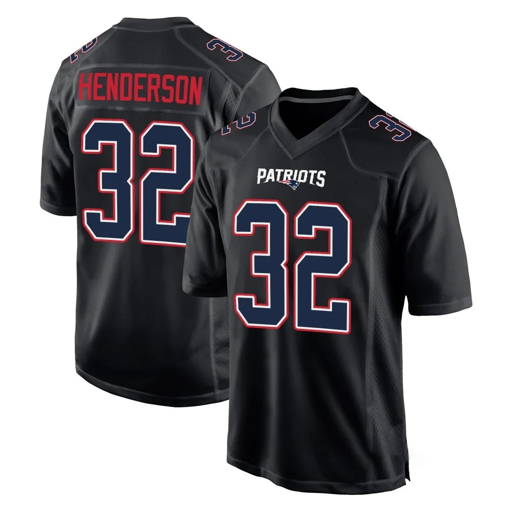 Parkc NE.Patriots #32 TreVeyon Henderson Player Carbon Fashion Limited Home Game Stitched Jerseys