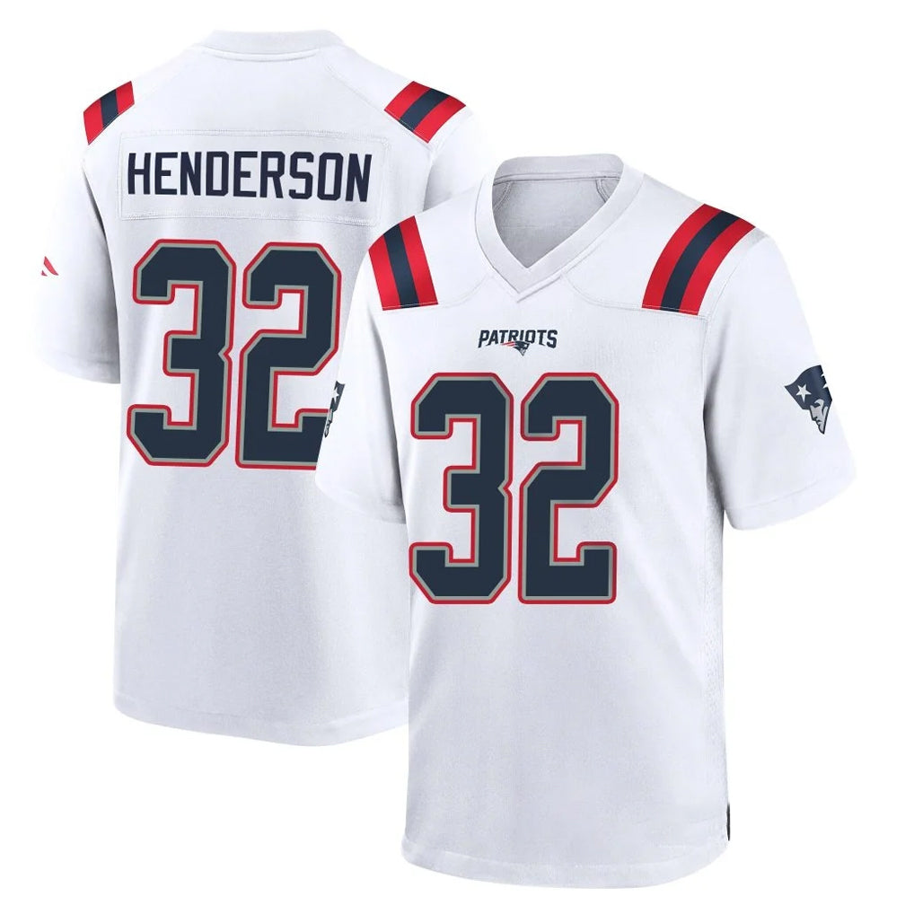 Parkc NE.Patriots #32 TreVeyon Henderson Player White Home Game Stitched Jerseys