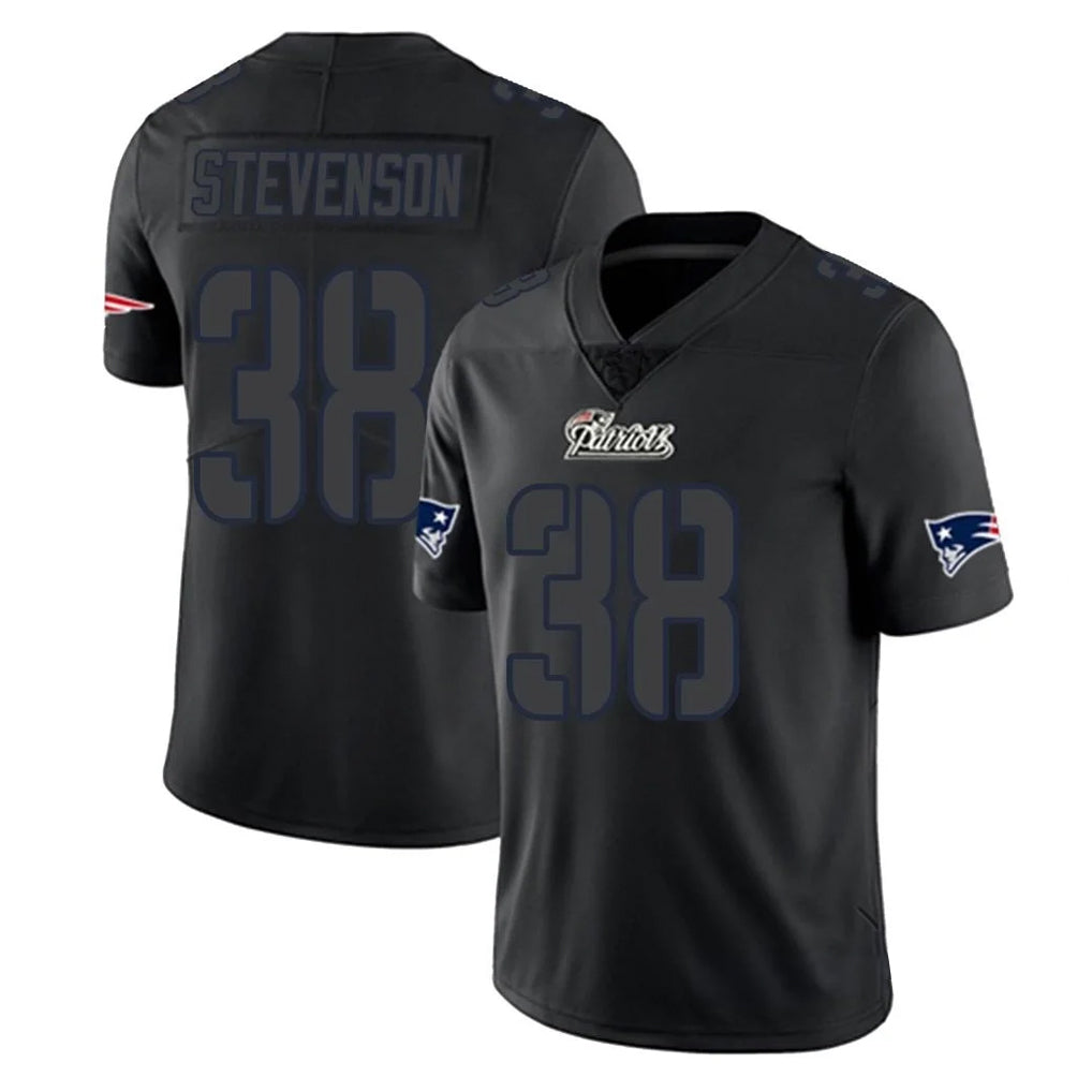 Parkc NE.Patriots #38 Rhamondre Stevenson Player Black Impact LImited Home Game Stitched Jerseys