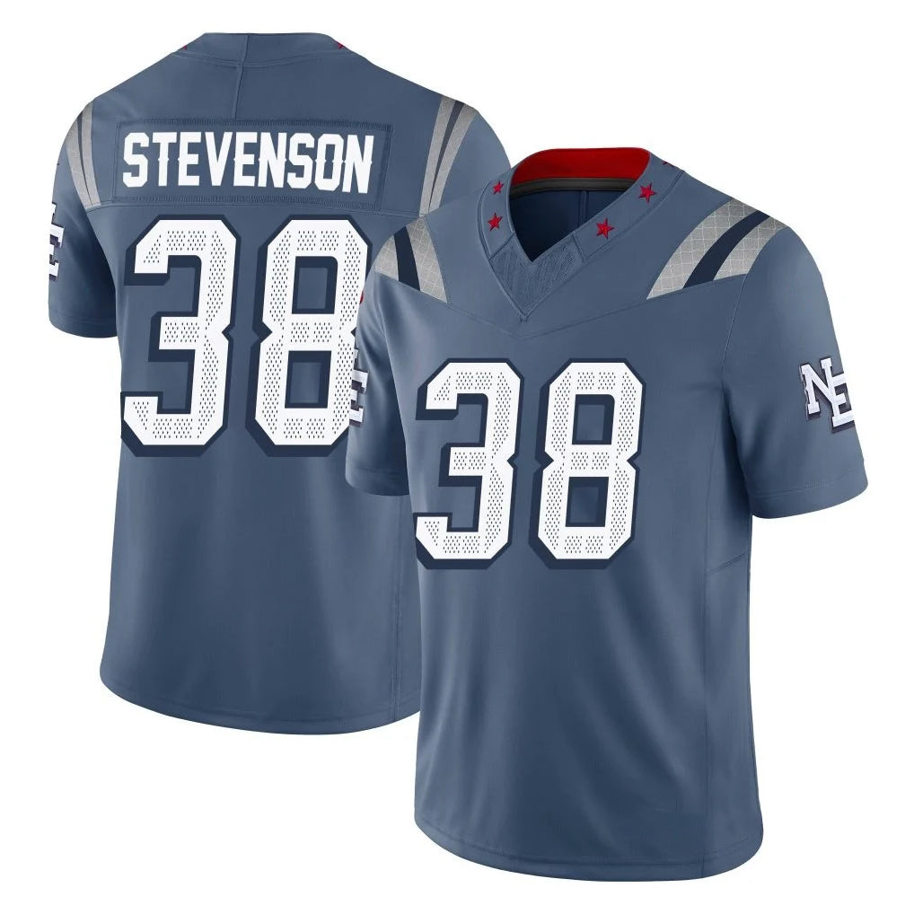 Parkc NE.Patriots #38 Rhamondre Stevenson Player Blue Limited Rivalries Collection Home Game Stitched Jerseys