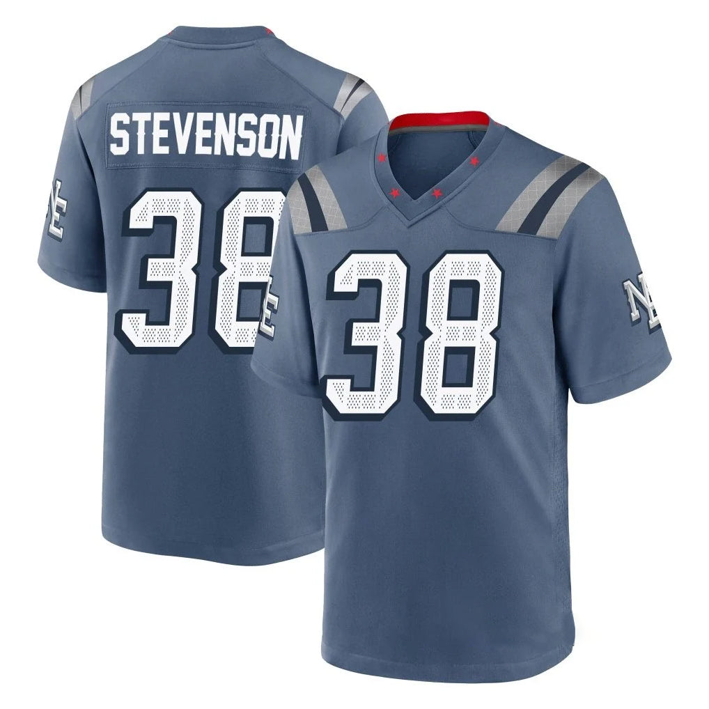 Parkc NE.Patriots #38 Rhamondre Stevenson Player Blue Rivalries Collection Home Game Stitched Jerseys