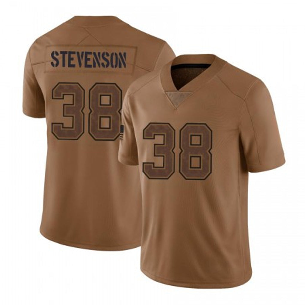 Parkc NE.Patriots #38 Rhamondre Stevenson Player Brown Salute To Service Limited Stitched Jerseys