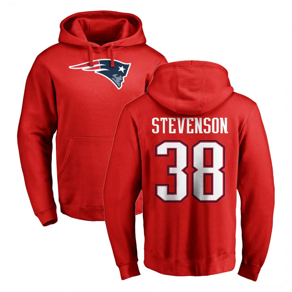 Parkc NE.Patriots #38 Rhamondre Stevenson Player Red LOGO Pullover Hoodies Home Game Stitched Jerseys