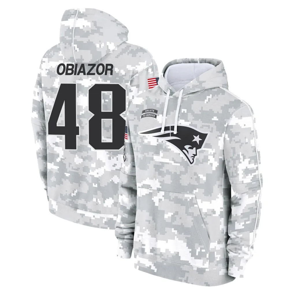Parkc NE.Patriots #48 Namdi Obiazor Player Arctic Camo Salute to Service Pullover Hoodies Limited Game Stitched Jerseys