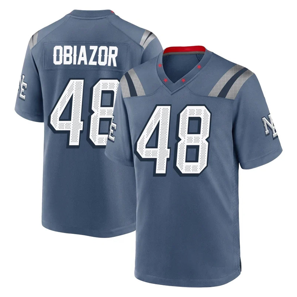 Parkc NE.Patriots #48 Namdi Obiazor Player Blue Rivalries Collection Home Game Stitched Jerseys