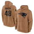 Parkc NE.Patriots #48 Namdi Obiazor Player Brown Salute to Service Pullover Hoodies Limited Game Stitched Jerseys