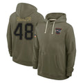 Parkc NE.Patriots #48 Namdi Obiazor Player Olive Salute to Service Pullover Hoodies Limited Stitched Jerseys