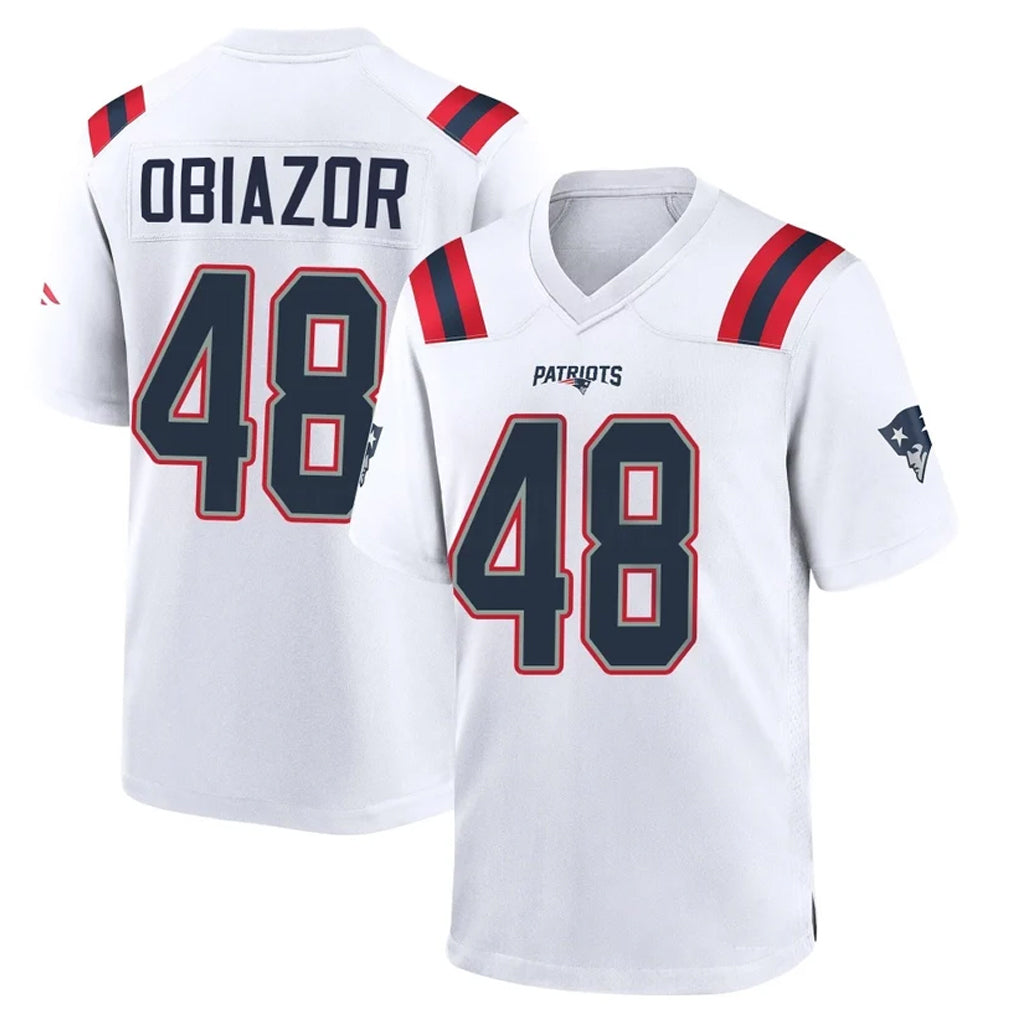 Parkc NE.Patriots #48 Namdi Obiazor Player White Home Game Stitched Jerseys