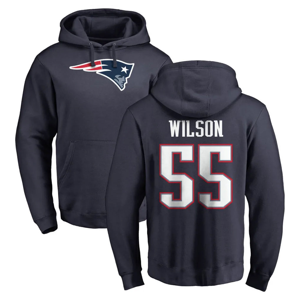 Parkc NE.Patriots #55 Jared Wilson Player Navy LOGO Pullover Hoodies Home Game Stitched Jerseys