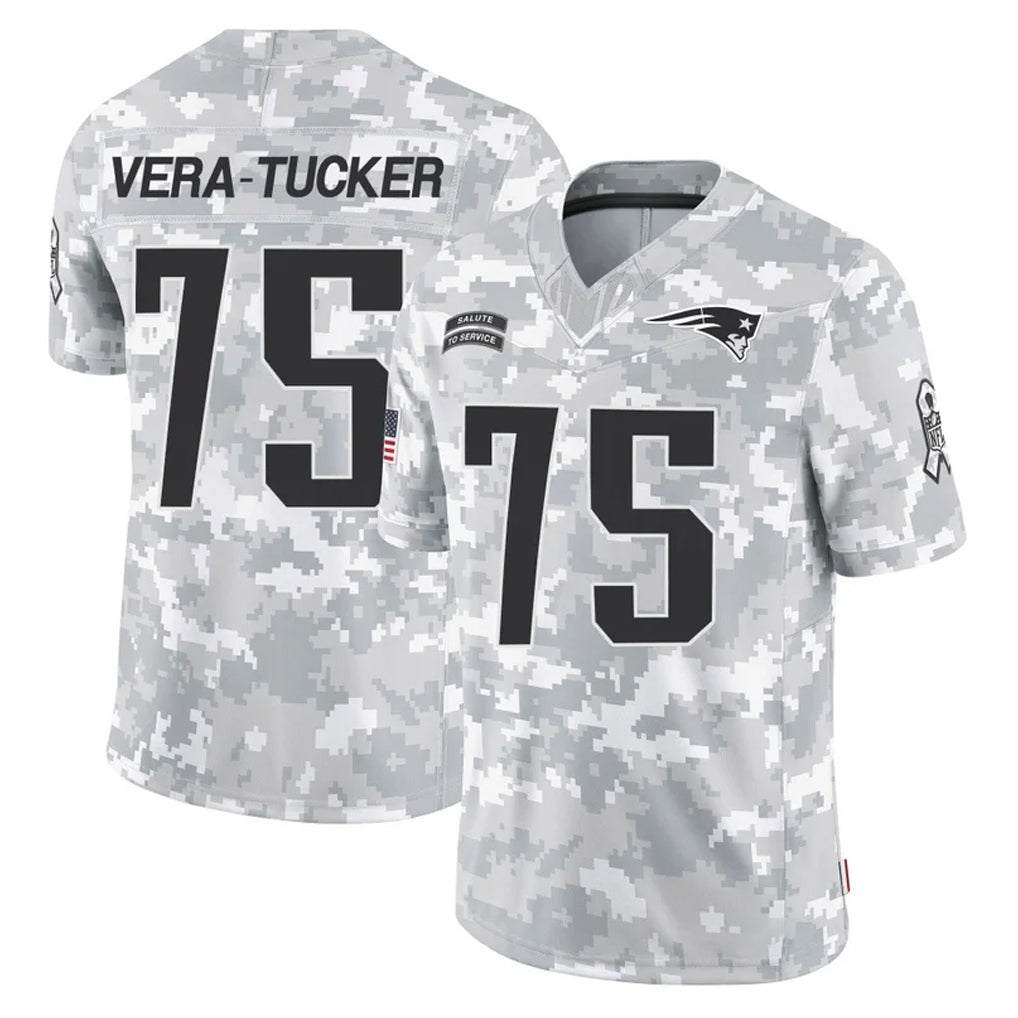 Parkc NE.Patriots #75 Alijah Vera-Tucker Player Arctic Camo Salute To Service Limited Game Stitched Jerseys