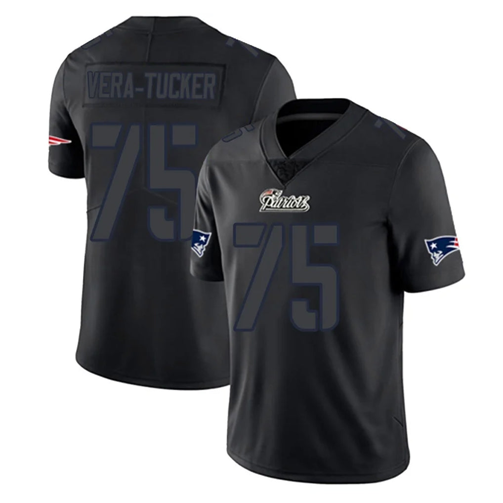 Parkc NE.Patriots #75 Alijah Vera-Tucker Player Black Impact LImited Home Game Stitched Jerseys