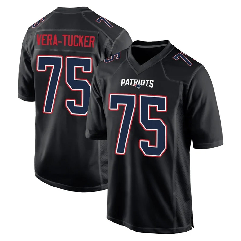 Parkc NE.Patriots #75 Alijah Vera-Tucker Player Carbon Fashion Limited Home Game Stitched Jerseys