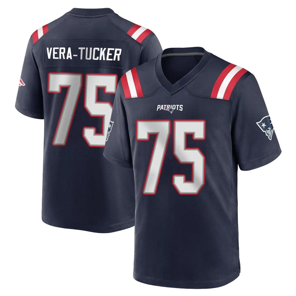 Parkc NE.Patriots #75 Alijah Vera-Tucker Player Navy Home Game Stitched Jerseys