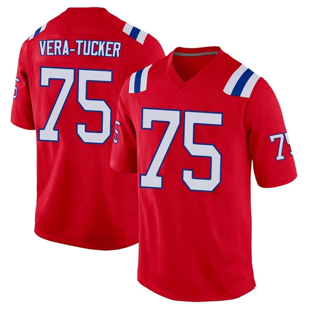Parkc NE.Patriots #75 Alijah Vera-Tucker Player Red Home Game Stitched Jerseys