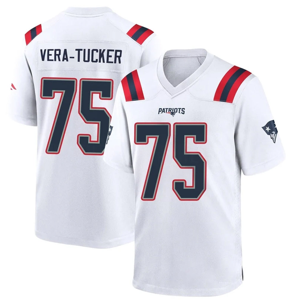 Parkc NE.Patriots #75 Alijah Vera-Tucker Player White Home Game Stitched Jerseys