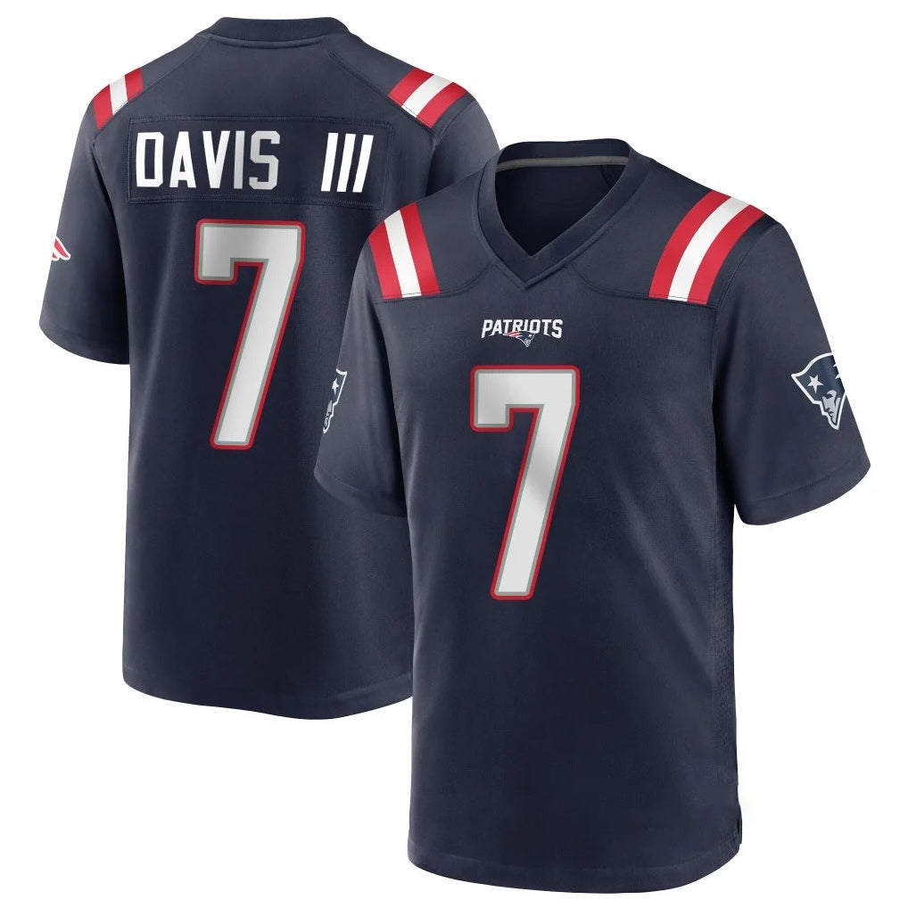 Parkc NE.Patriots #7 Carlton Davis III Player Navy Home Game Stitched Jerseys