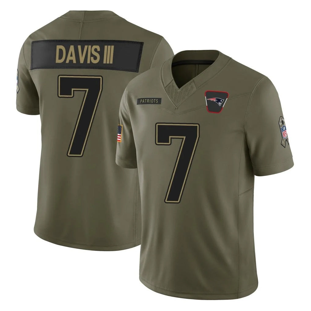 Parkc NE.Patriots #7 Carlton Davis III Player Olive 2025 Salute To Service Limited Stitched Jerseys