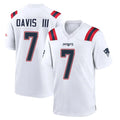 Parkc NE.Patriots #7 Carlton Davis III Player White Home Game Stitched Jerseys