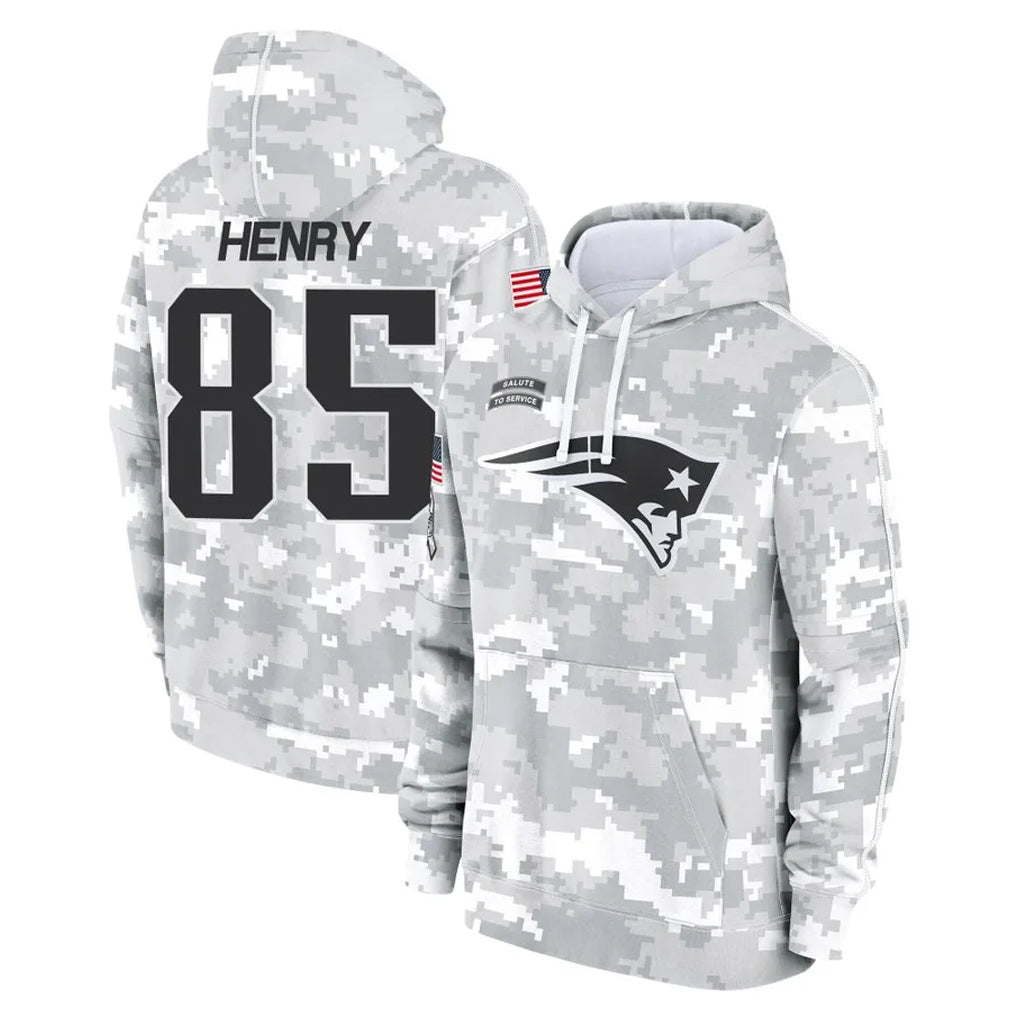 Parkc NE.Patriots #85 Hunter Henry Player Arctic Camo Salute to Service Pullover Hoodies Limited Game Stitched Jerseys