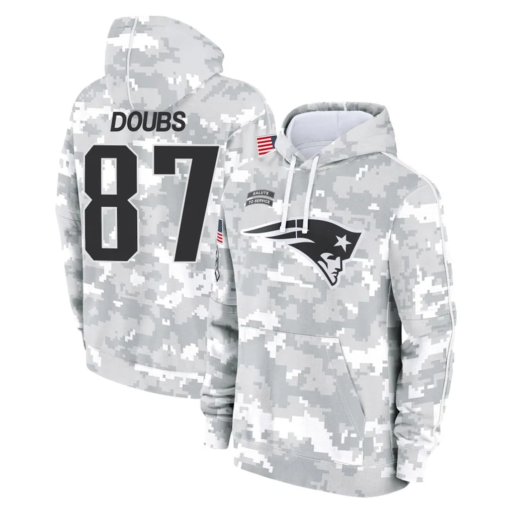 Parkc NE.Patriots #87 Romeo Doubs Player Arctic Camo Salute to Service Pullover Hoodies Limited Game Stitched Jerseys