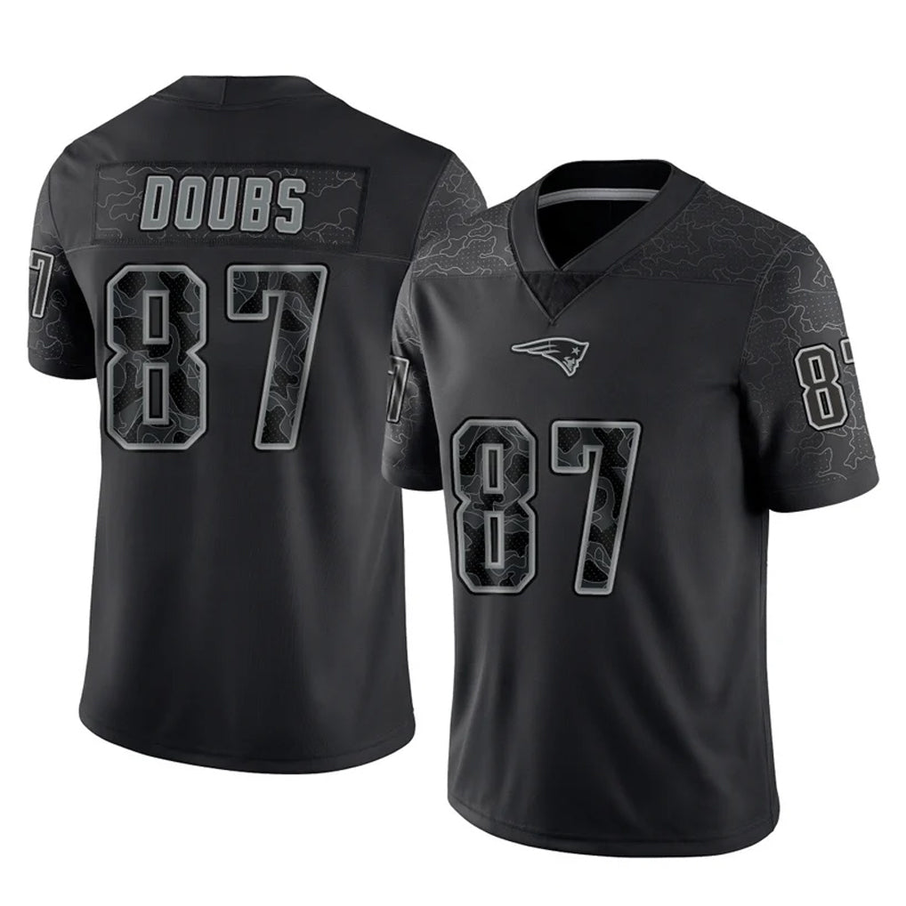 Parkc NE.Patriots #87 Romeo Doubs Player Black Reflective LImited Home Game Stitched Jerseys