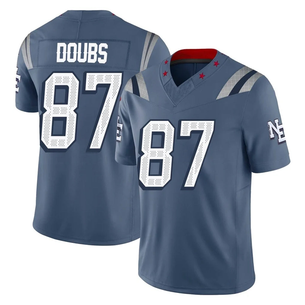 Parkc NE.Patriots #87 Romeo Doubs Player Blue Limited Rivalries Collection Home Game Stitched Jerseys