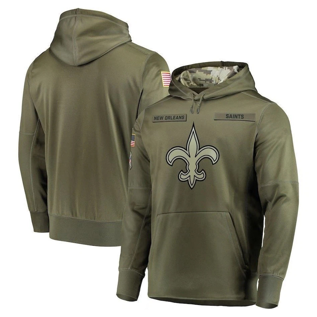 Parkc NO.Saints Olive Salute to Service Pullover Hoodies Home Game Blank Player Stitched Jerseys