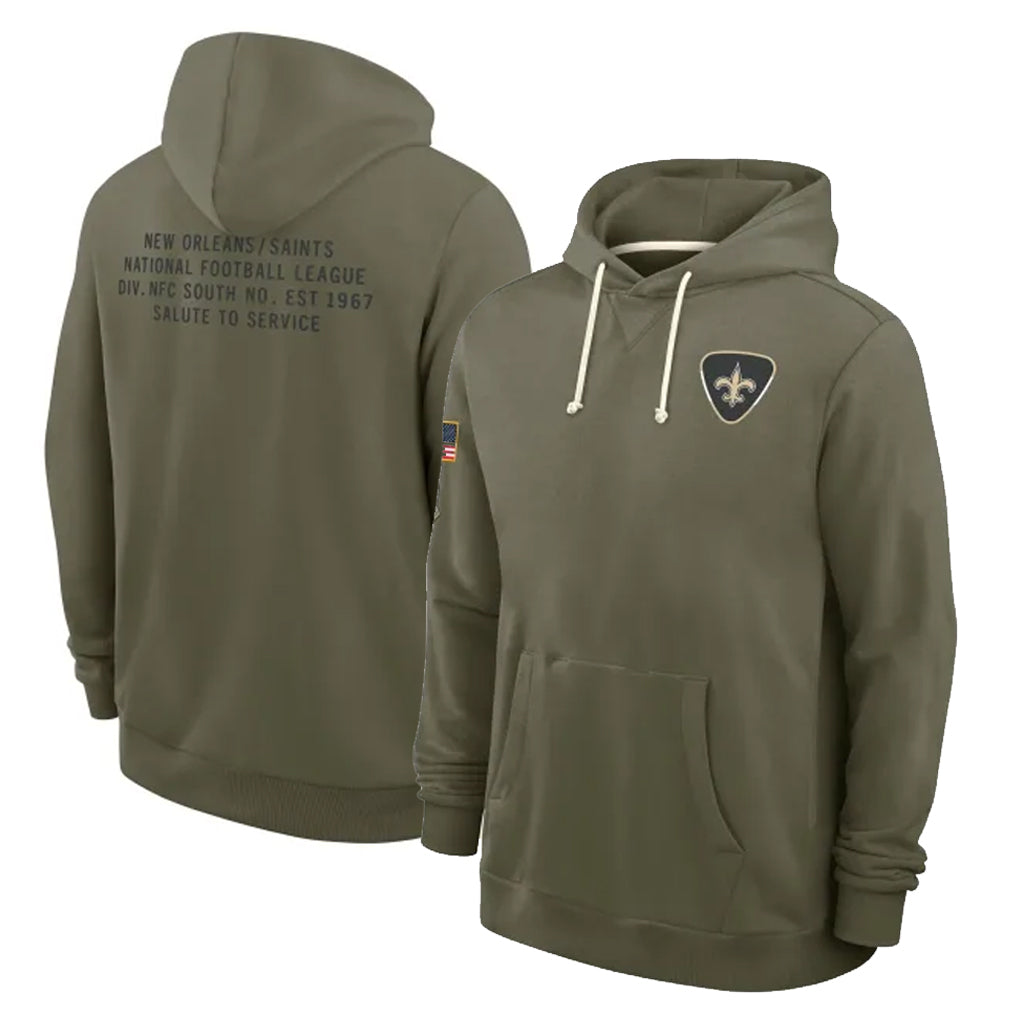 Parkc NO.Saints Olive Salute to Service Pullover Hoodies Limited Blank Player Stitched Jerseys