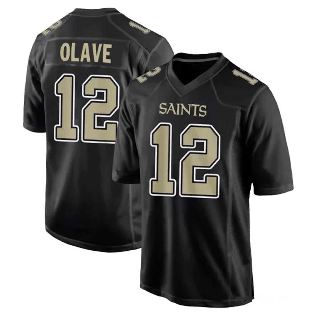 Parkc NO.Saints #12 Chris Olave Player Black Carbon Fashion Home Game Stitched Jerseys