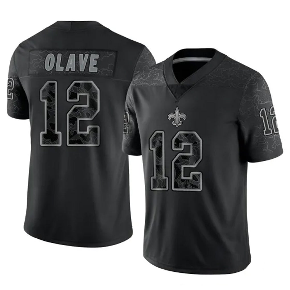 Parkc NO.Saints #12 Chris Olave Player Black Limited Reflective Home Game Stitched Jerseys