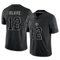 Parkc NO.Saints #12 Chris Olave Player Black Limited Reflective Home Game Stitched Jerseys