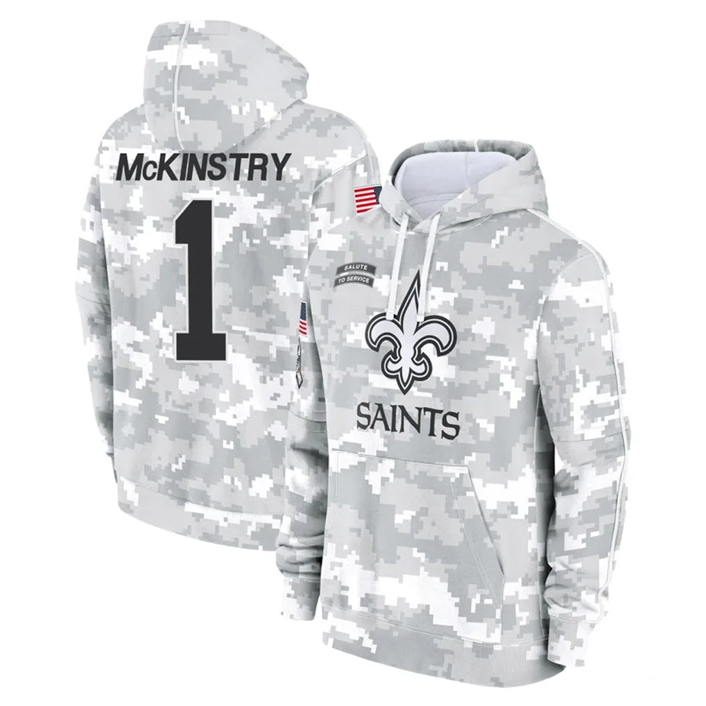 Parkc NO.Saints #1 Kool-Aid McKinstry Player Arctic Camo Salute to Service Pullover Hoodies Limited Game Stitched Jerseys